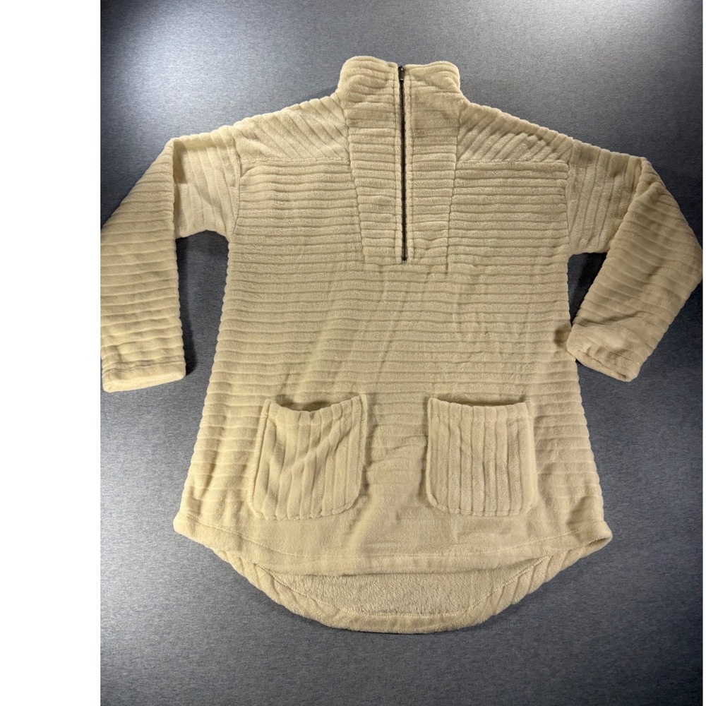 Soft Surroundings Over The Moon Plush Fleece Quarter Zip Tunic Ivory Medium
